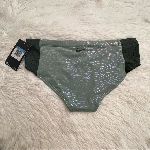 Nike Women Geo Onyx Hipster Bikini Bottom Color Silver Pine Size M NWT - Picture 2 of 9